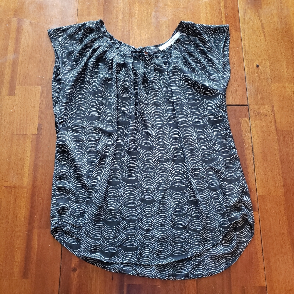 NWT LC Lauren Conrad Black & White Pleated Blouse